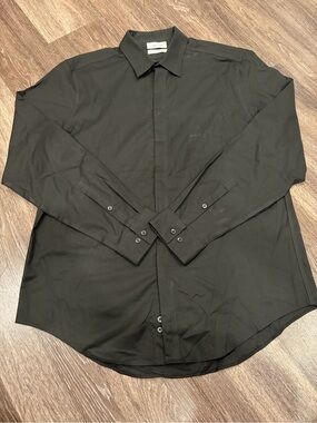 Calvin Klein Solid Black Long Sleeve Dress Shirt